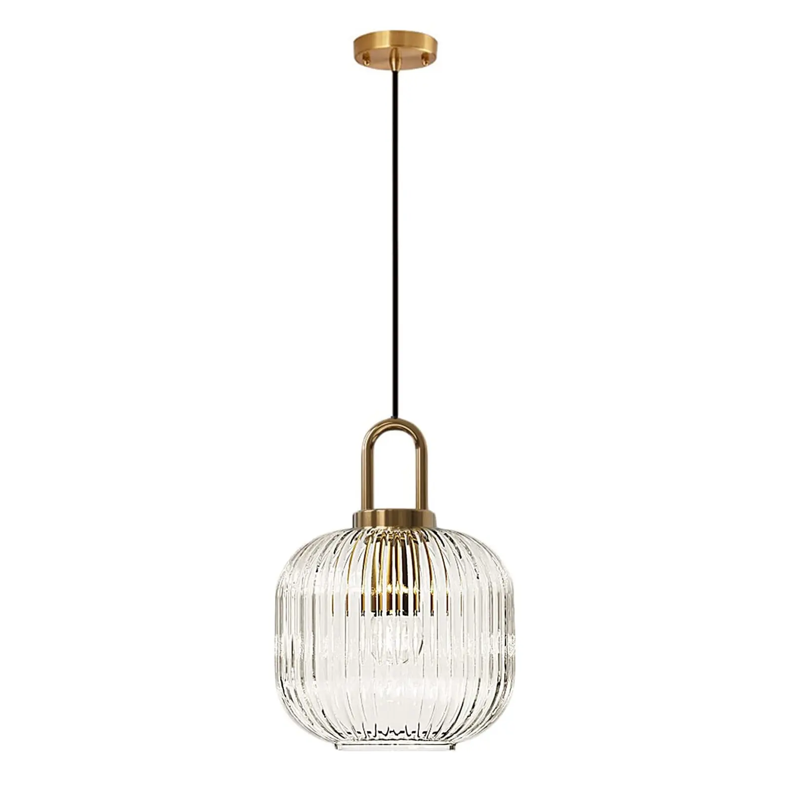 Pendant Lamp Glass Brass, Ceiling Pendant Light Dining Table Lamp, E27 Hanging Light for Living Room Kitchen Island Loft Bar Ø20