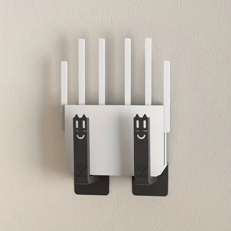 2pcs No-Drill Router Mount, Wall-Mounted Living Room Set-Top Box Holder,WiFi Wireless Storage Shelf, Utility Hooks