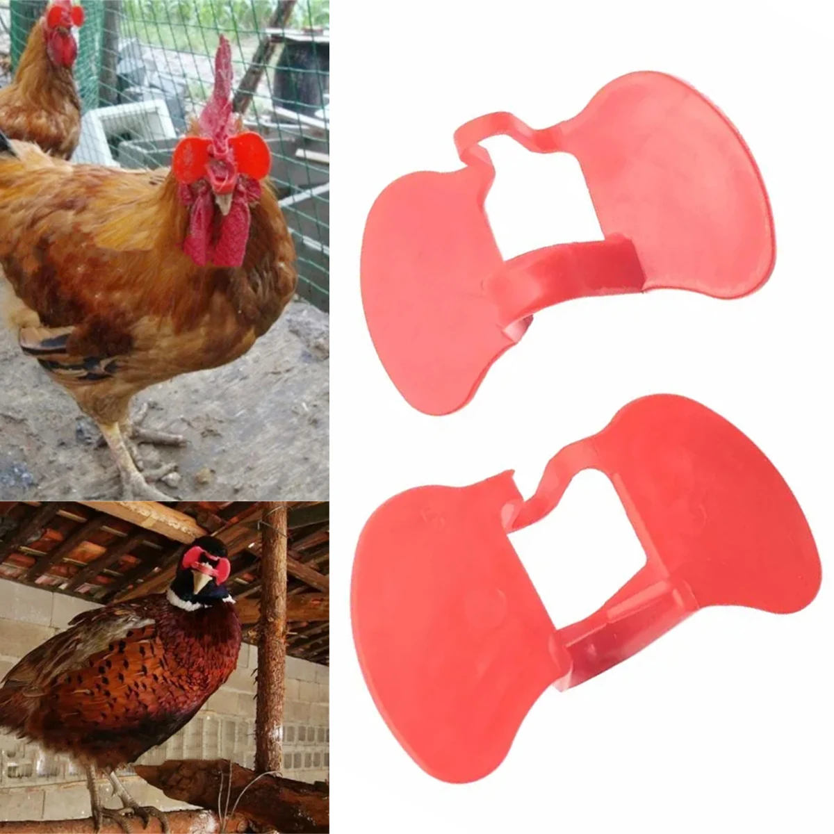 20Pcs Thickened Red Chicken Glasses 15mm No Bolt Anti-Pecking and Fighting Pheasant Pigeon Rooster Eye Glasses Poultry Supplies