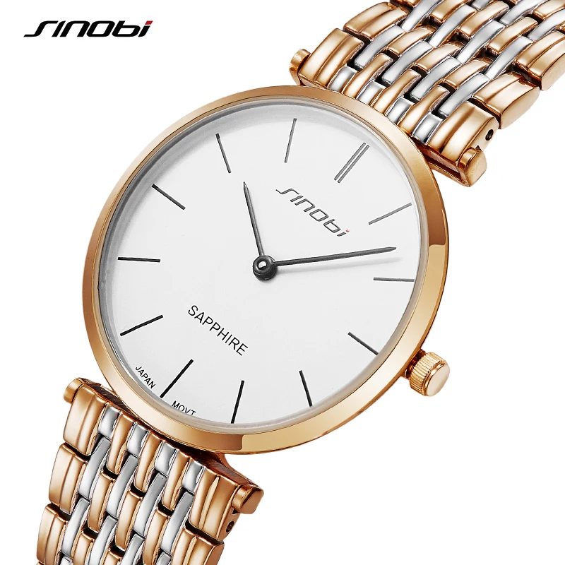 SINOBI Fashion Men\'s Watches Top Luxury Original Design Man Quartz Wrist Watches 5 Bar Waterproof New Golden Super Thin Clock