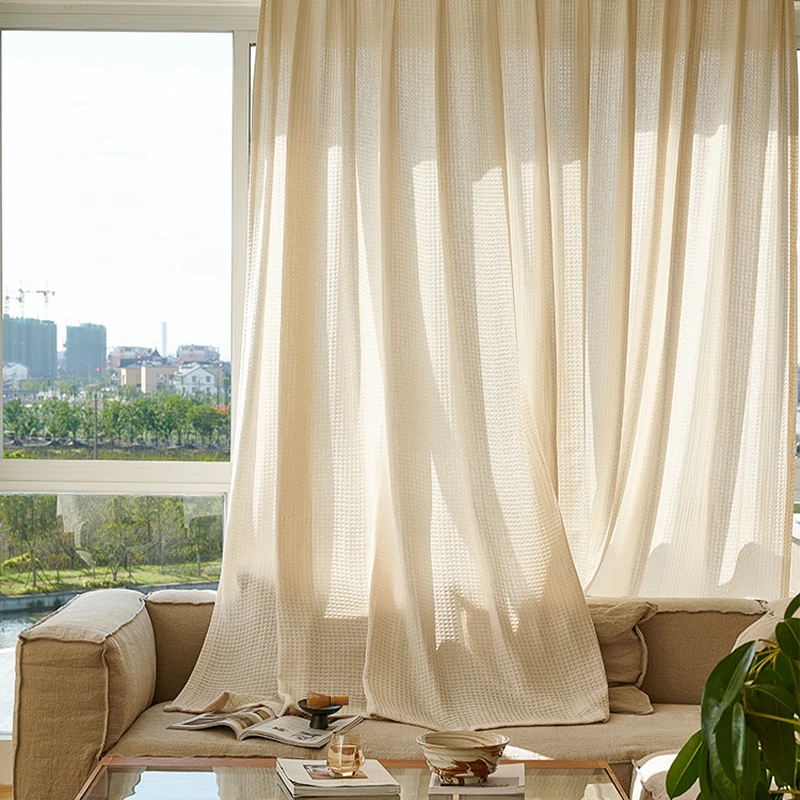 

Modern Transparent Cream Tulle Curtains For Living Room Bedroom Soft Fabric Window Voile Sheer Curtains Home Decor Drapes