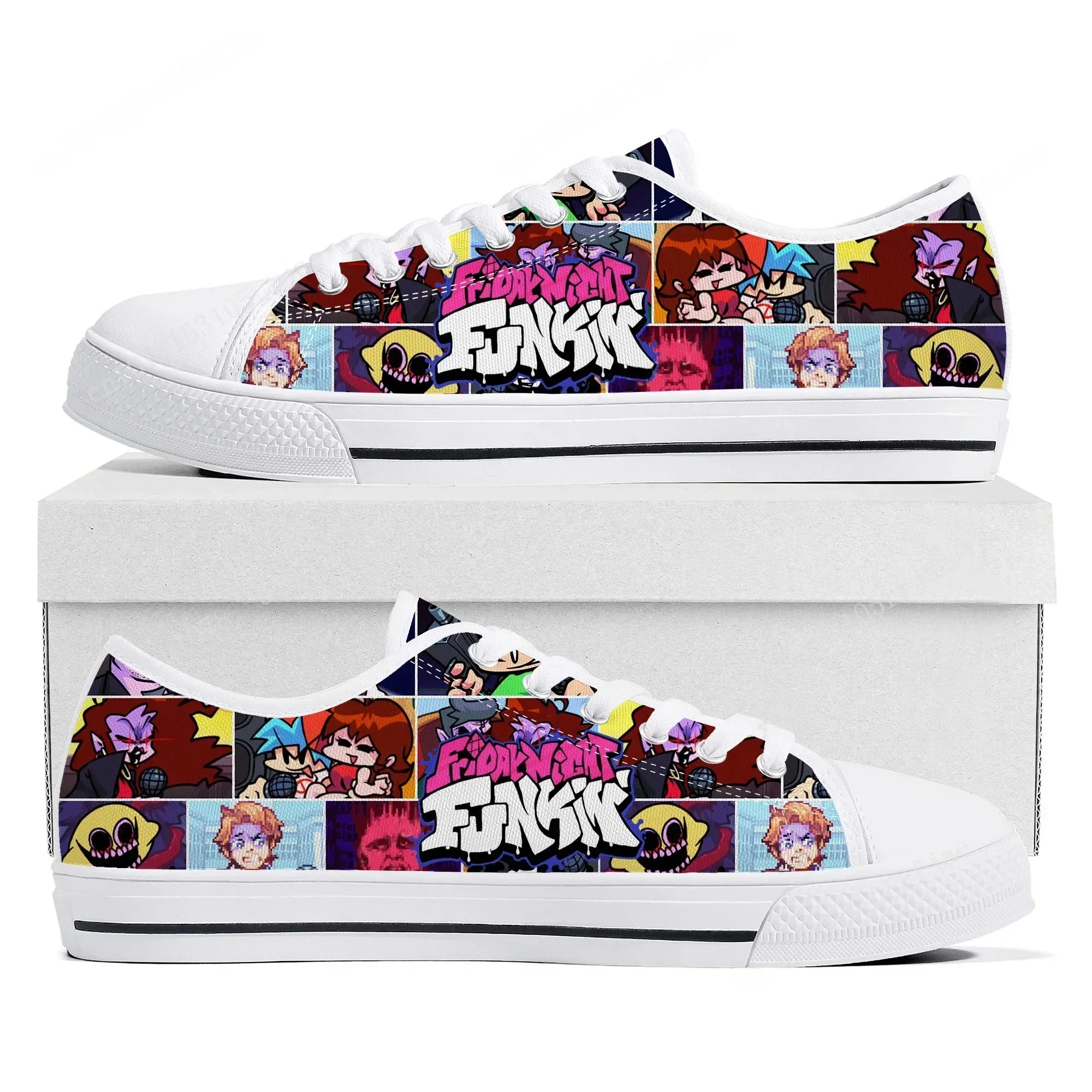 

Funkin Cartoon Night Game Friday Low Top Sneakers Womens Mens Teenager Canvas Sneaker Couple Custom Built Shoes