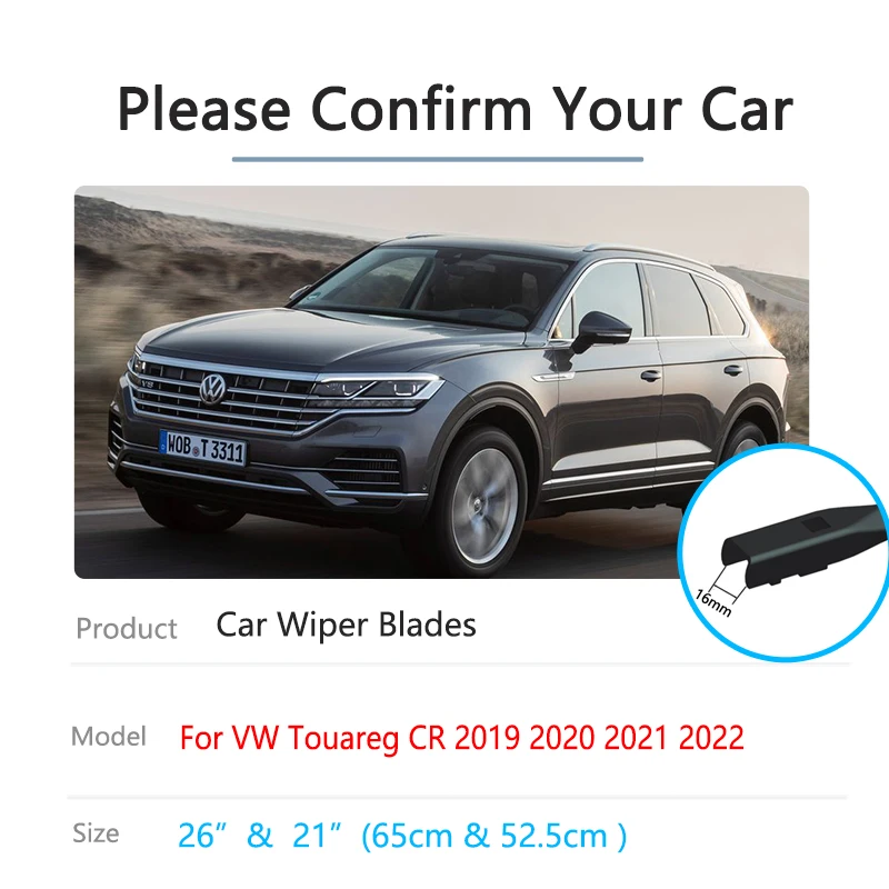 For Volkswagen VW Touareg CR 2019 2020 2021 2022 Wiper Blades Brushes Cutter Window Windscreen Windshield Cleaning Accessories