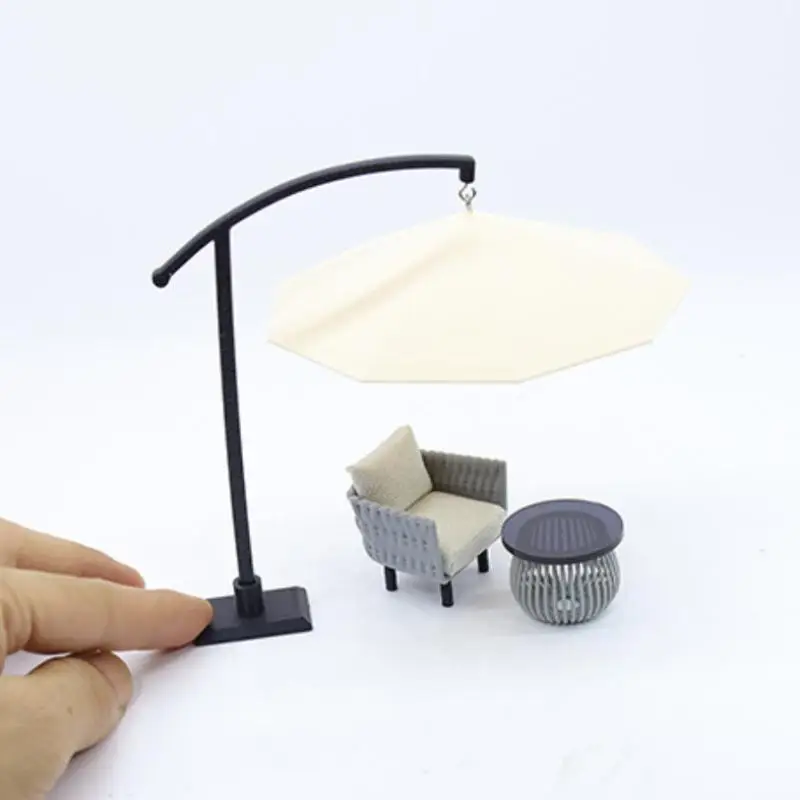 1 szt. Miniaturowy parasol słoneczny do domku dla lalek, symulowany model parasola do piaskownicy, zewnętrzny parasol przeciwsłoneczny, ozdoba do ogrodu, na dziedziniec, prezent