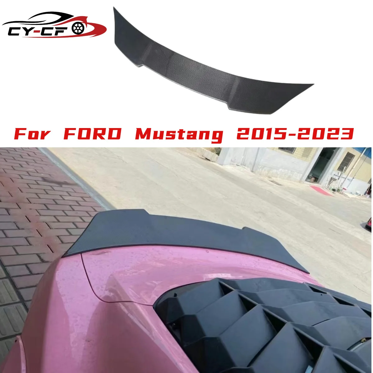 For 2015-2022 Ford Mustang   Carbon Fiber Rear Wing Spoiler Decal Sticker Modified Upgrade Robot Style