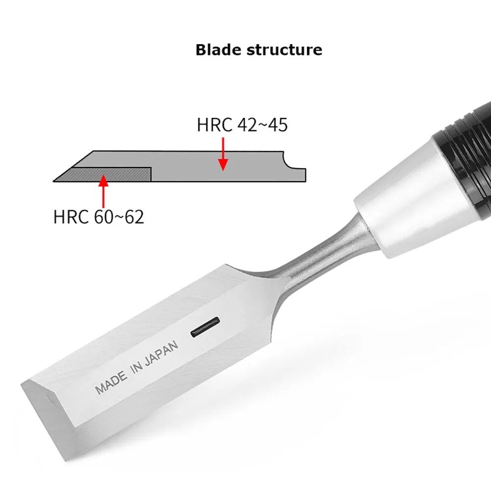 معالجة النجارة النقش شفرة نحت النجارة إزميل مسطح 8 قطعة مجموعة إزميل خشبية مع صندوق خشبي