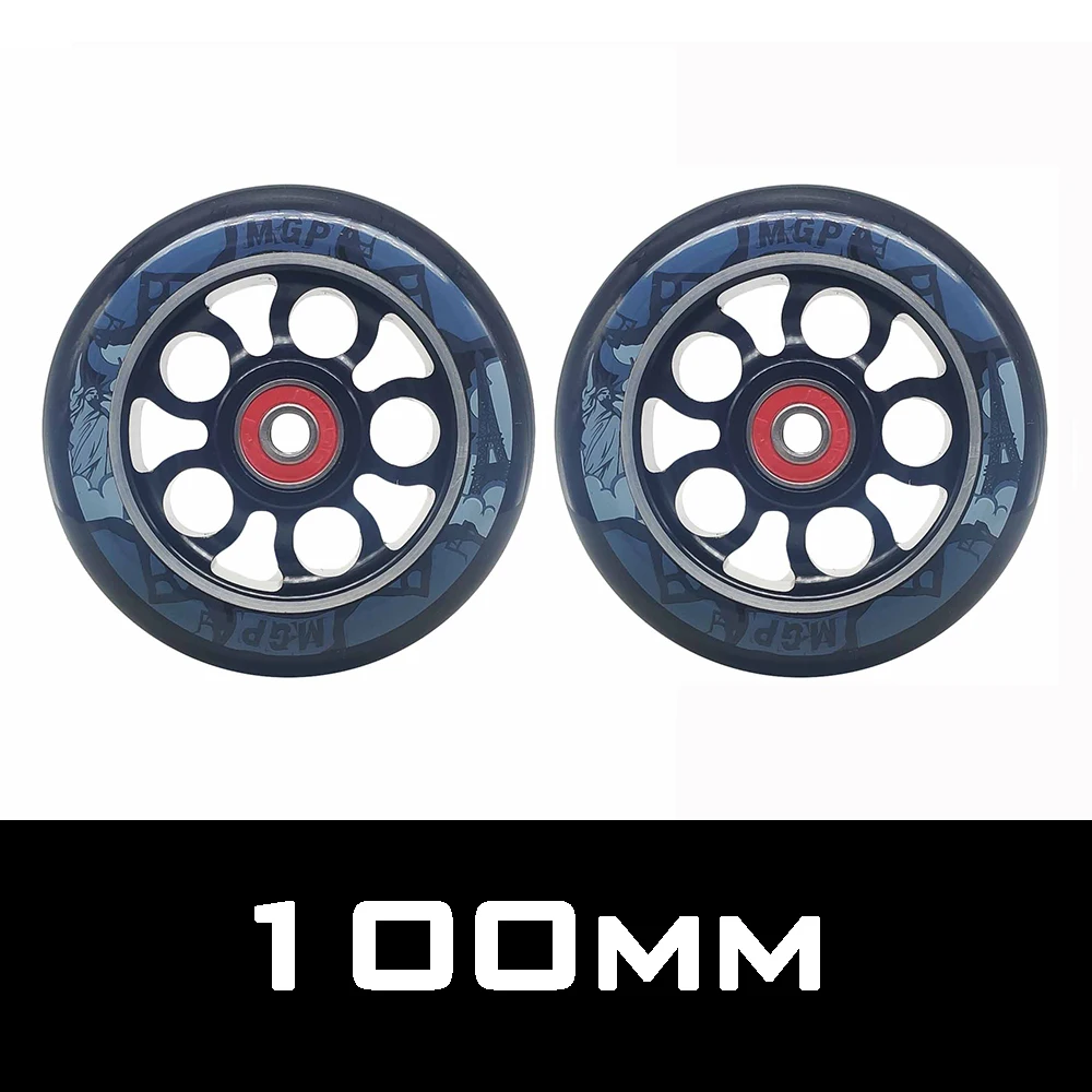 Precise MX 100mm Scooter Wheel Aluminium Alloy Hub 24mm Thickness Handcart Tyre Ruedas 2 Pieces Blue Green White 88A Durable PU