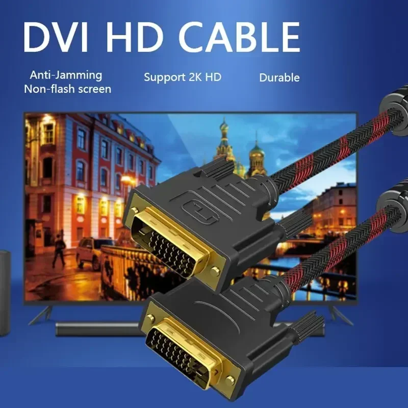 Kabel DVI do DVI DVI-D projektora Monitor komputerowy 24 + 1 z męskiego na męskie kabel wideo TV Monitor komputera kabel HD kabel danych DVI D