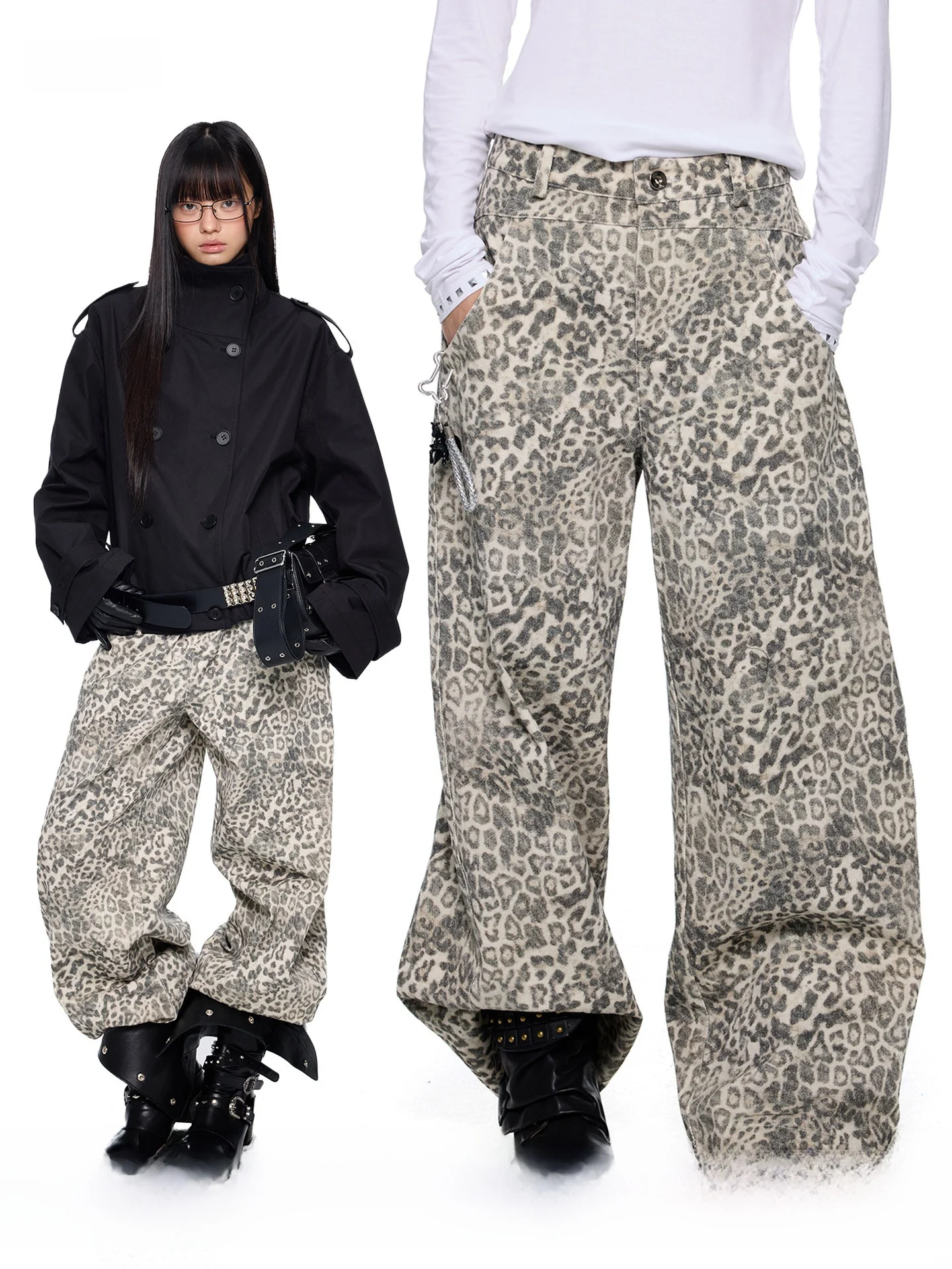 

Брюки EZEK Waed Denim с широкими штанинами, повседневные, свободного кроя, с декоративными элементами, синие, хлопковые, с высокой талией, новинка весны