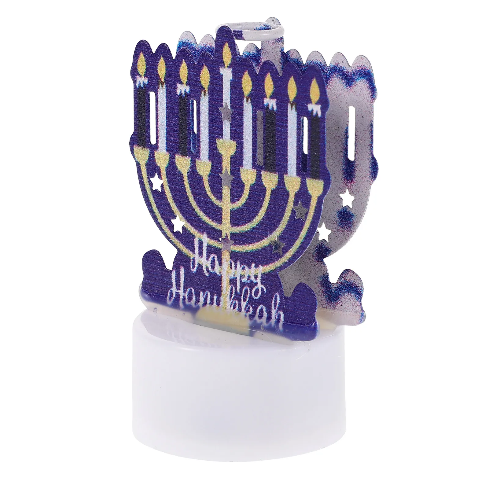 Flameless LED Hanukkah Candles Iron Art Design Festive Bright Reliable Battery-Operated Lights for Hanukkah Decor Table view 3