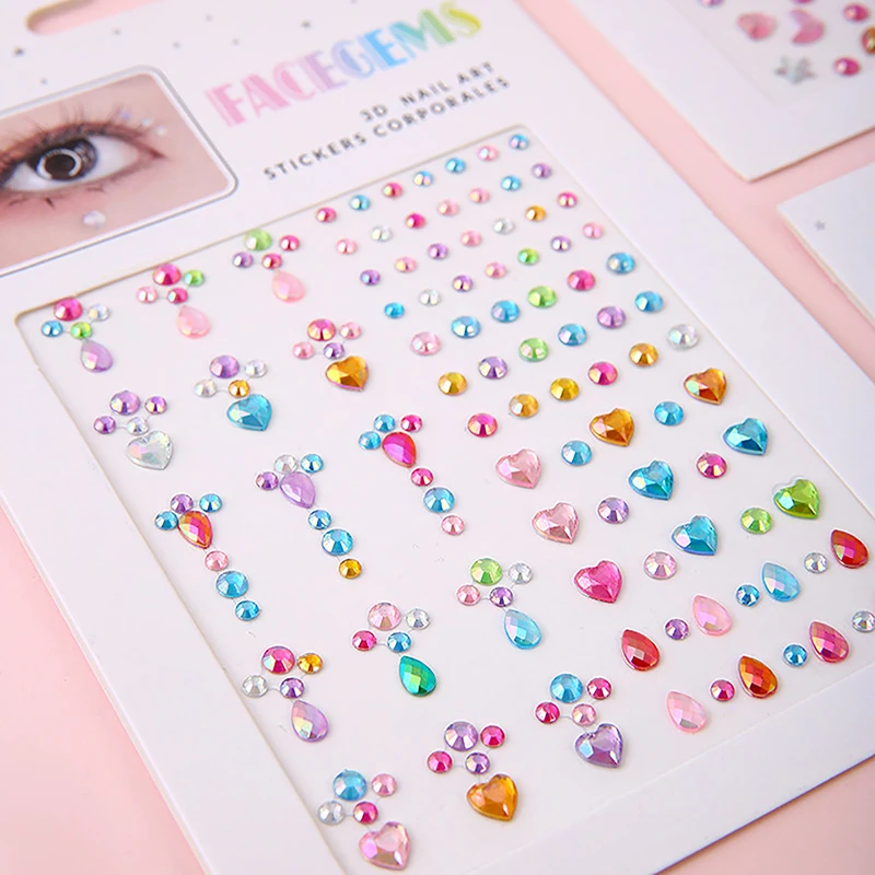 New Stickers On The Face Rhinestone Makeup Bright Face Art Sticker Children\'s Temporary Tattoo Rhinestone For Strasse Makeup