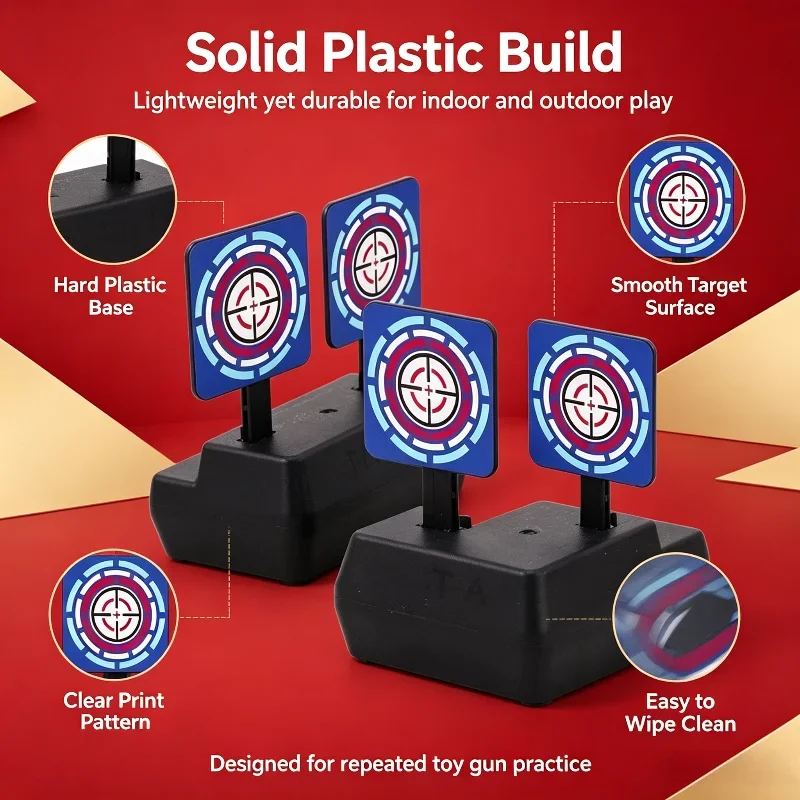 Automatic Rebound Practice Shooting Target Vertical Reset Design Soft Ball Game Target Hobby Blaster Training Accessory