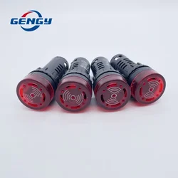 1/5/10 Pcs 22mm AD16-22SM 12V 24V 110V 220V 380V Flash Signal Light Red LED Active Buzzer Beep Alarm Indicator Lamp