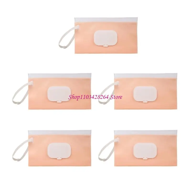 5 قطع من أكياس تخزين المناديل المبللة الصحية بتقنية الغلق، تصميم مدمج للآباء المسافرين ومقدمي الرعاية #5