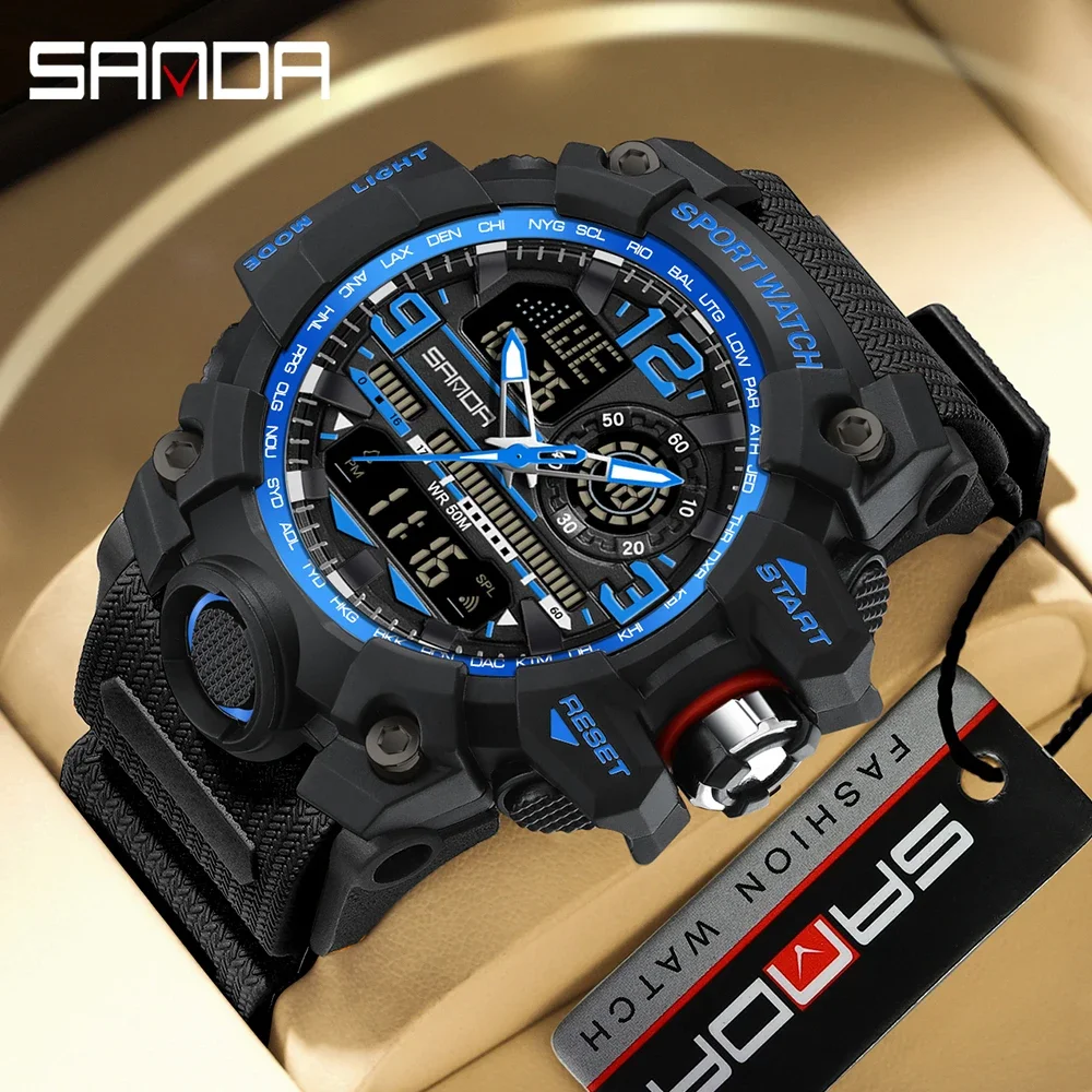 

Sanda brand 3133 fashionable and trendy men's student youth electronic multifunctional luminous waterproof watch