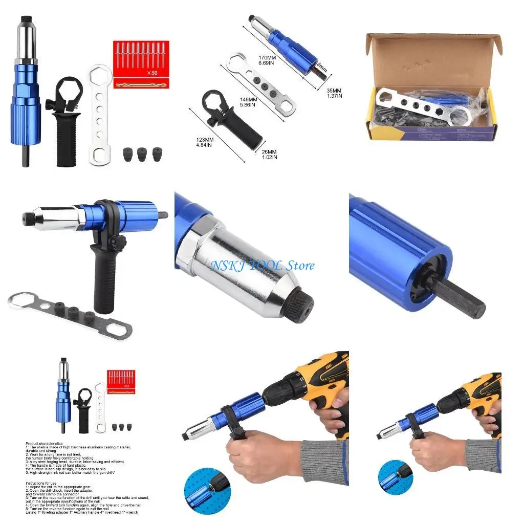 

L8RC Electric Rivet Conversion Head Set with Durable Steel Head