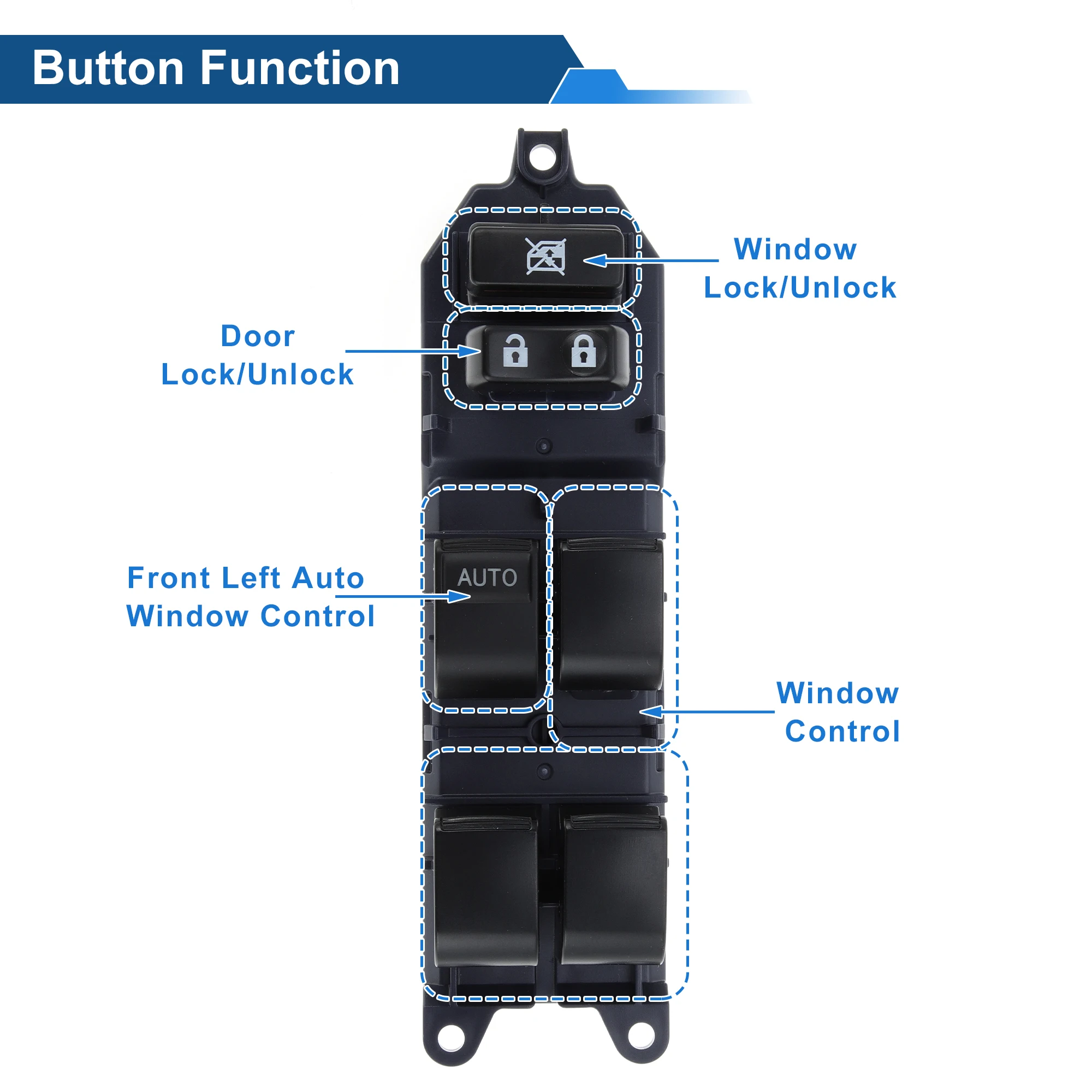 

UXCELL передний левый переключатель стеклоподъемника со стороны водителя для Toyota Camry 2007-2017 для Toyota Highlander 2008-2013, No 8482006060, черный
