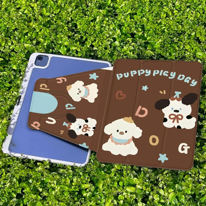 Two Cute Puppies 360° Rotation Shell Accessories for IPad 10th Generation Ipad 2017 2018 9.7inch Pro 11 2020 Ipad Mini6 8.3