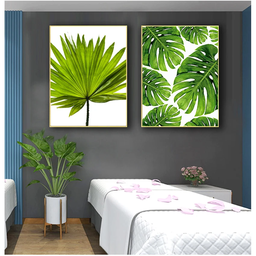 Poster Greenery Wall Picture Room Decoration Tropical Banana Leaf Canvas Painting Fresh Palm Leaves Nordic Green Plant