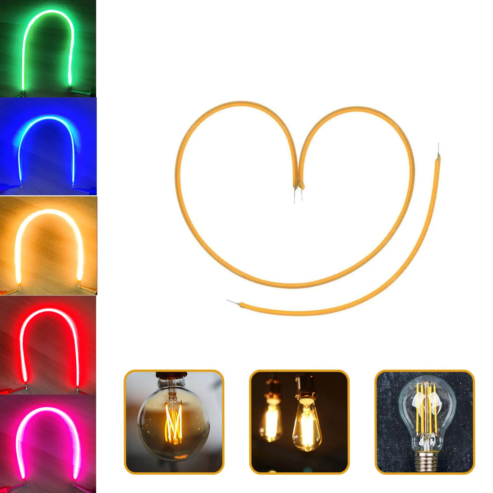 LED Filament Flexible Edison Bulb Lamp Parts COB LED Diode Decorative DIY DC3V 130mm 300mm Chip Incandescent Accessories 3pcs