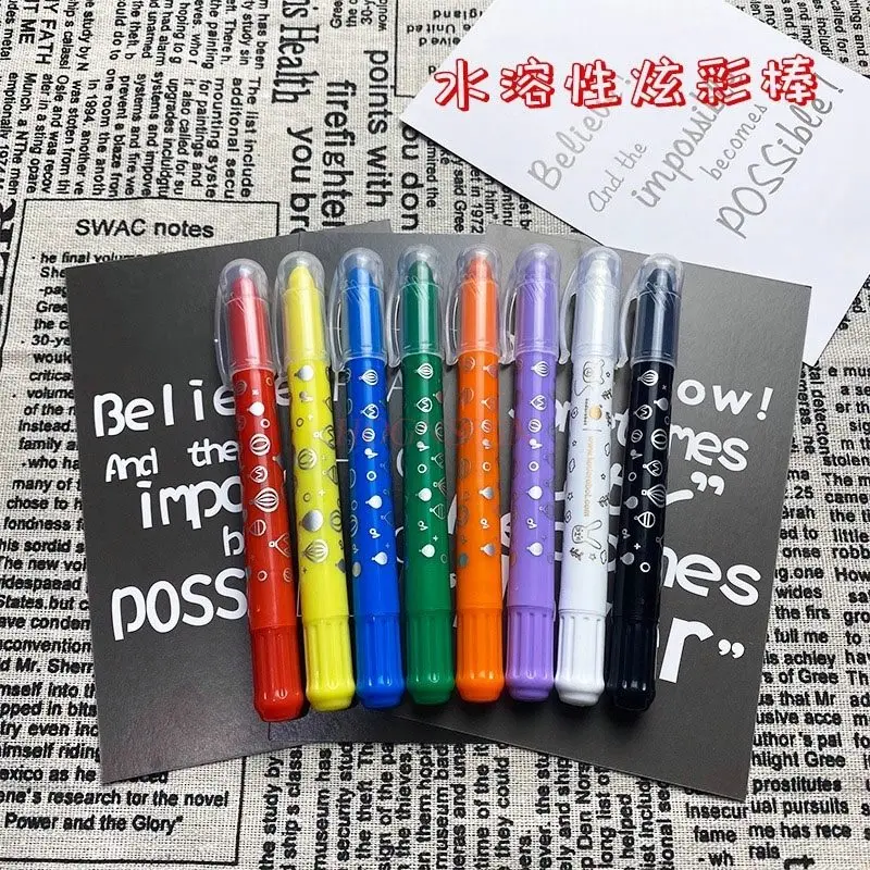 

2 pieces/bag Safe, non-toxic, non dirty hands, water-soluble colorful stick, monochrome rotating silky oil painting stick