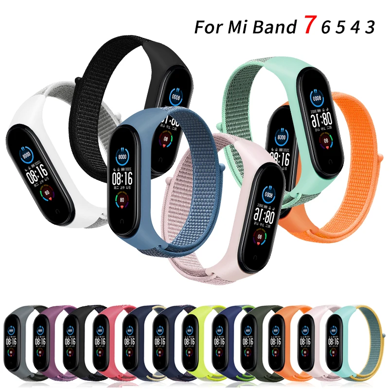 

Bracelet for mi band 7 6 Strap Nylon Sport loop watch Belt pulsera correa Mi band 4 Wristband for xiaomi Mi band 5 4 3 Bracelet