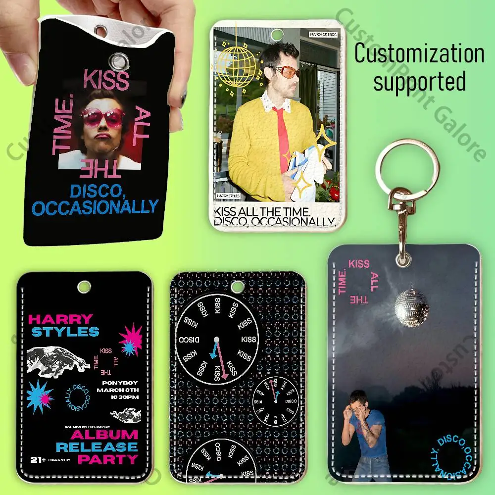 H-HarrySKiss All The Time Premium PU Leather Card Holder Card Case with Metal Carabiner,Customizable Design for Daily Use