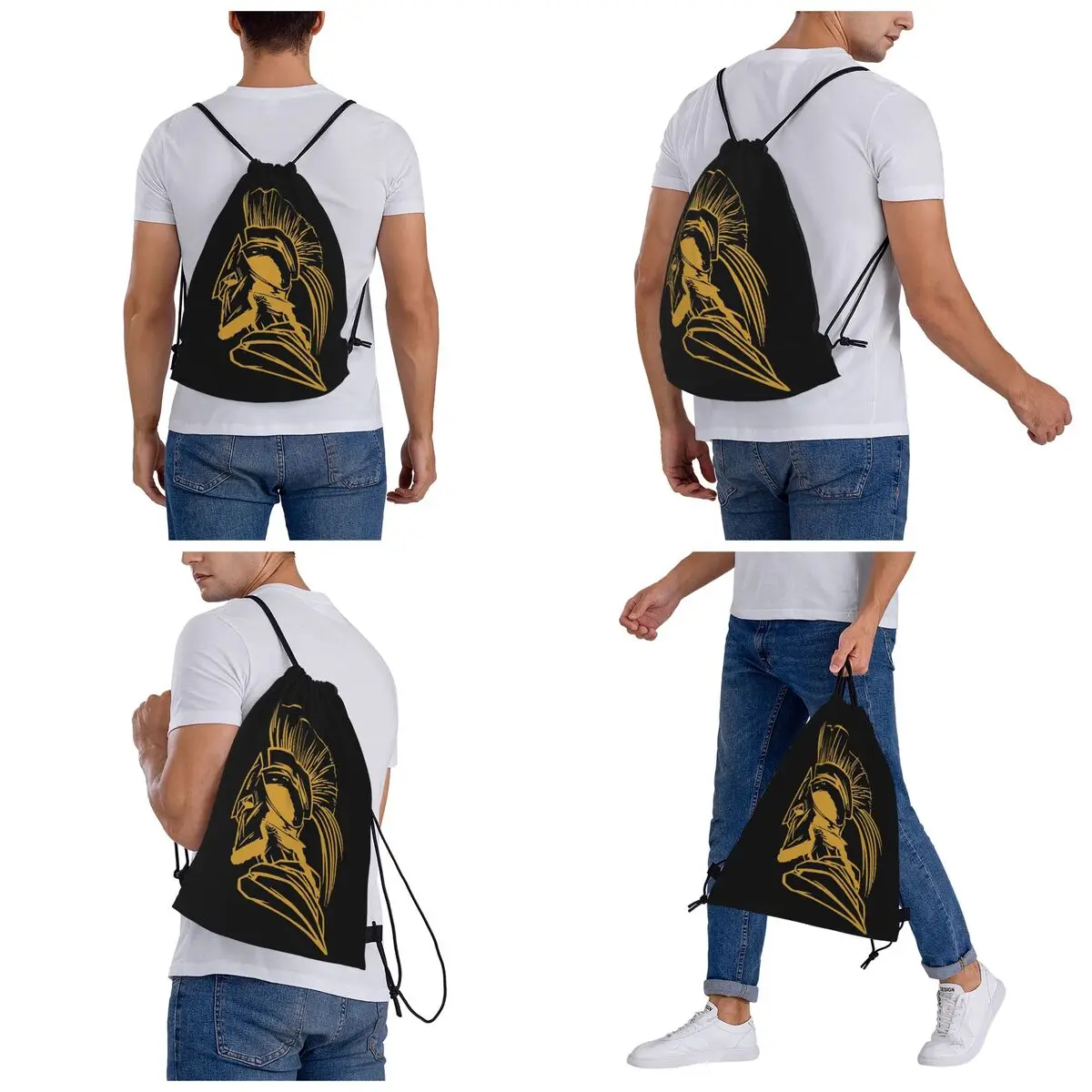 Spartan Warrior Warrior Backpacks Multi-function Portable Drawstring Bags Shoes Bag Book Bags For Man Woman School