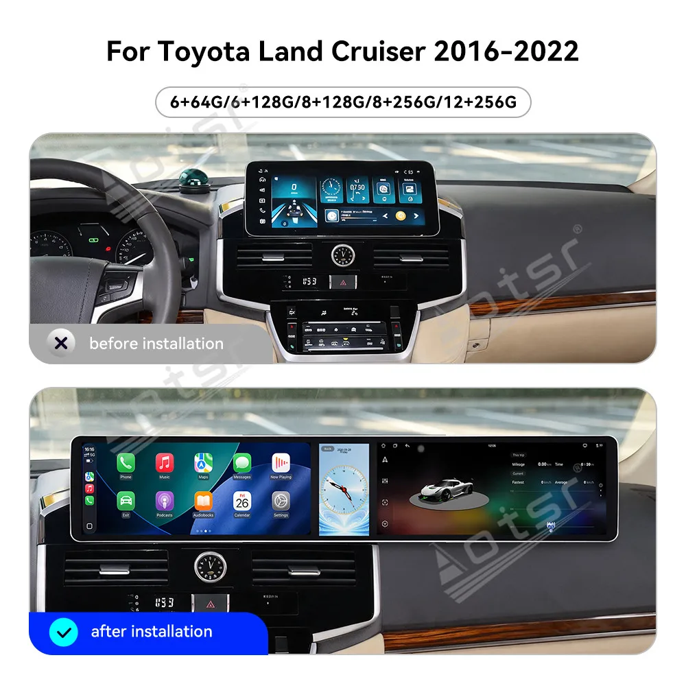 Triple Screen Android Radio For TOYOTA Land Cruiser 2016~2022 Car Stereo CarPlay Android Navigation Multimedia Player Head Unit