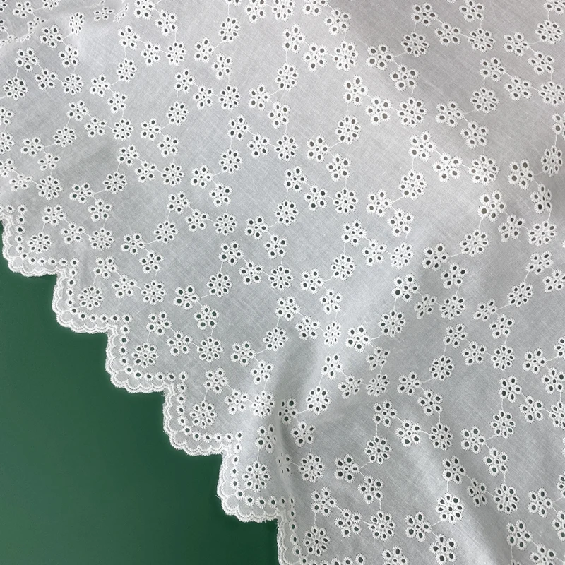 Floral Embroidery Lace Clothing Fabric, Home Textile, Curtains, Tablecloths, Cotton Lace Fabrics, Hollow Out, 135cm Width