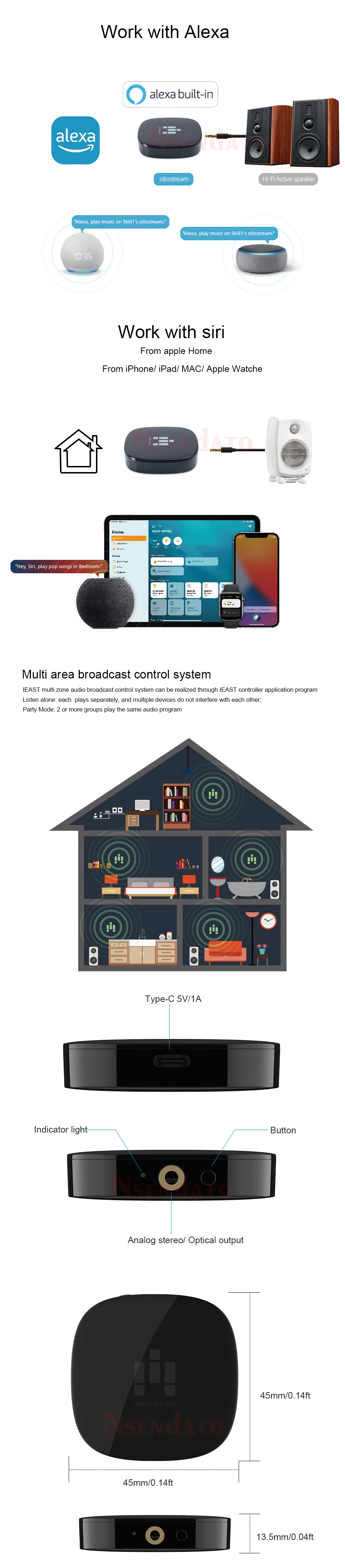 Ieast Olio 2.4G/5G Bluetooth 5.0 Wireless Wifi Musik-Audio Multi-Room AirPlay 2 Streamer Audio-Empfänger-Adapter für Hifi Spotify – Detail 5