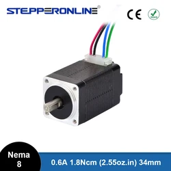 Mini Nema 8 Stepper Motor 4-lead 1.8deg 1.8Ncm(2.55oz.in) 0.6A 20x20x34mm Step Motor for 3D Printer Motor/CNC XYZ