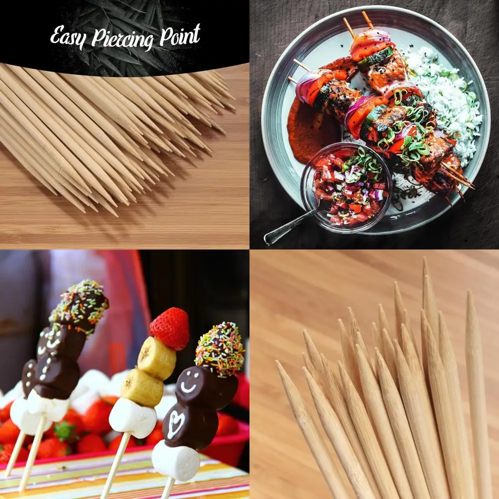 

12 Premium Bamboo Skewers - 1000 Count, 5mm Sharp Point for Food