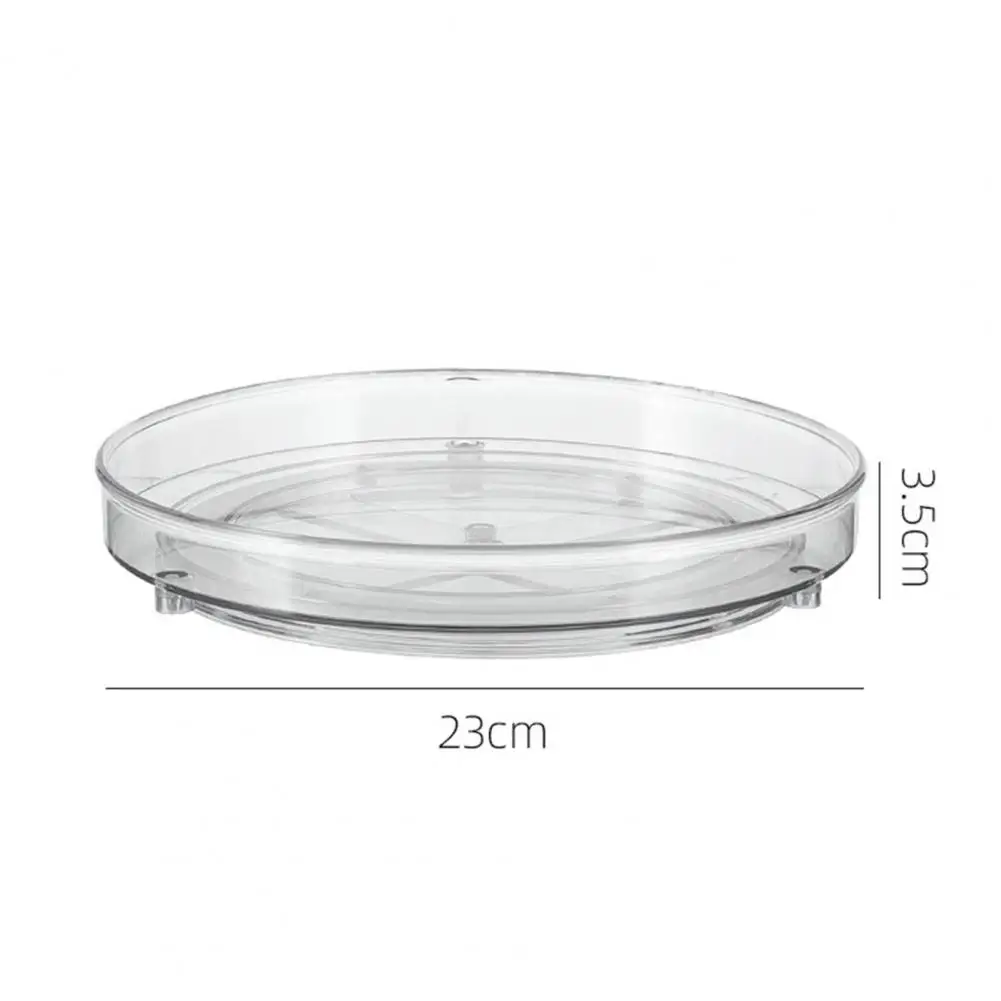 23/27cm Storage Turntable 360° Rotating Storage Tray Plastic Organizer Transparent Round Box For Kitchen Bathroom Cabinet Case