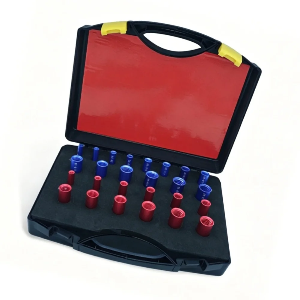 26PCS Metric And Inch Thread Gauge Set Aluminum Nut Bolt Inspector With Red Blue Box For Fastener Size Verification Tool