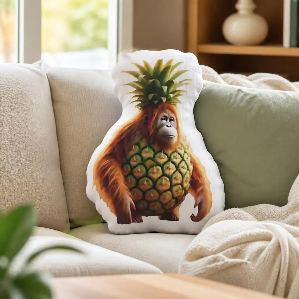 Orangutini Ananasini Italian Brainrot Stuffed Pillow Orangutan Pineapple Shaped Cushion Throw Pillow Sofa Home Decor Gift