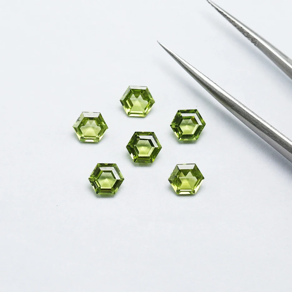 Natural Transparent Green Peridot Loose Gemstone Hexagon Shape Faceted Cut Various Sizes 3x5mm-7x9mm Wholesale Lot