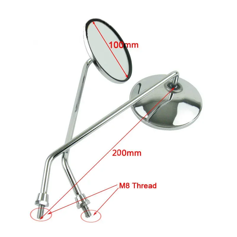 ETOPARS Paire De Rétroviseurs Moto Universels 10mm 8mm - Rouge, Réglables 360° Pour Scooter Et Moto
