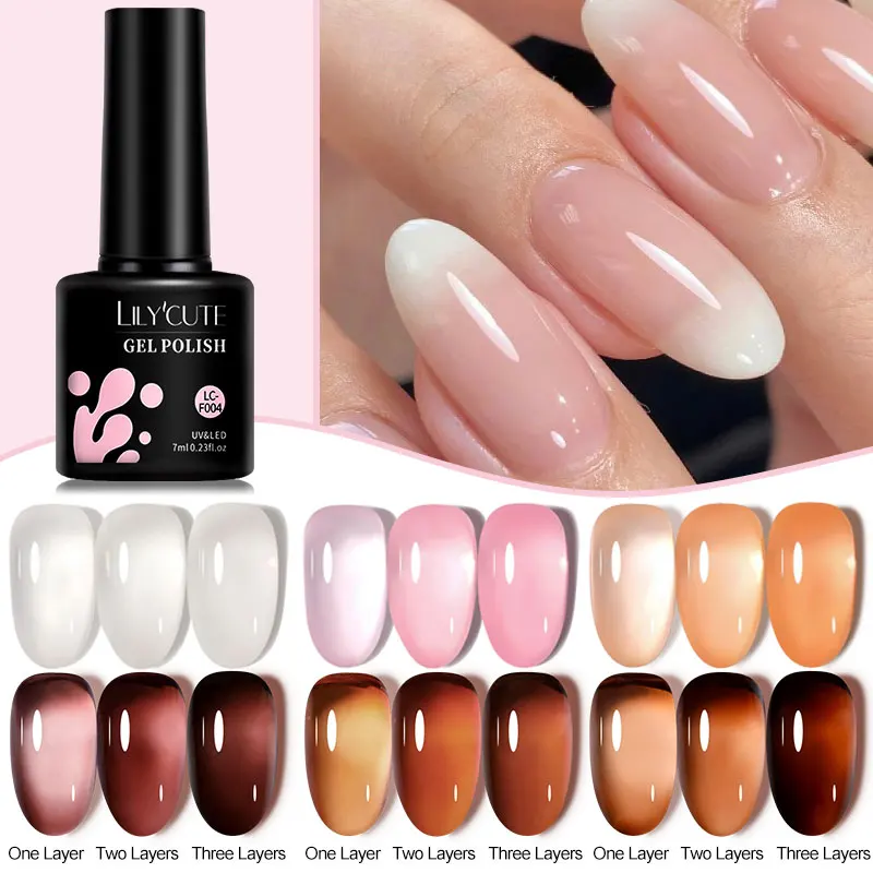 LILYCUTE 7ML Jelly Nail Gel Polish Pink Nude Color Gel Vernis Semi Permanent Manicure UV Gel Nail Art Top Coat Nail Polish