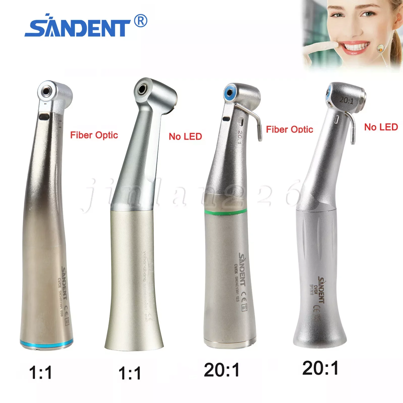 

Dental (Fiber Optic LED) Endo Implant 1:1/ 20:1 Contra Angle Handpiece Fit NSK/Kavo