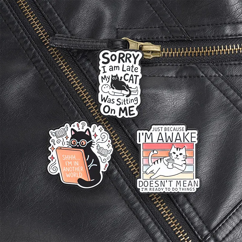 Shhh Im In Another World Cat Enamel Pin, Daydreaming Cat Brooch With Glasses For Creative Minds And Relaxed Style