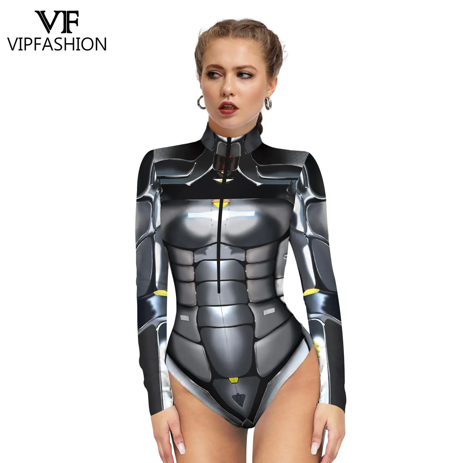 VIP Mode Frauen Roboter Bodys Halloween Kostüm Punk-Stil Overalls brennenden Mann Festival Outfit weiblichen einteiligen Anzug