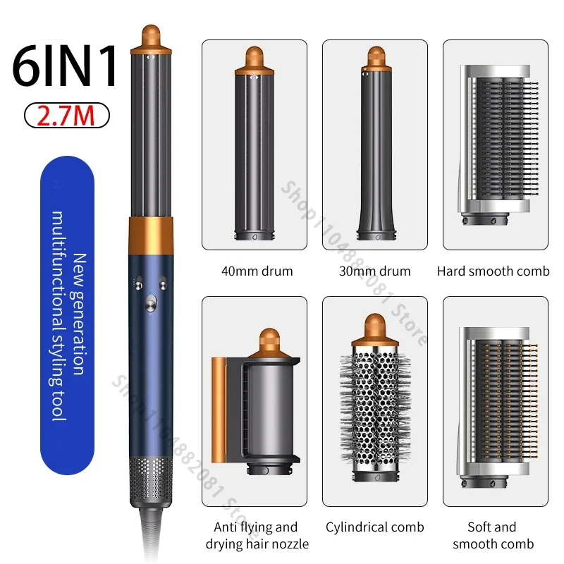 6IN1 Föhn Borstel Wrap 30/40mm Thermische Curling Rechttrekken 1300W Hot/Koude Lucht Auto haar Styling Elektrische Haardroger Borstel - afbeelding 1