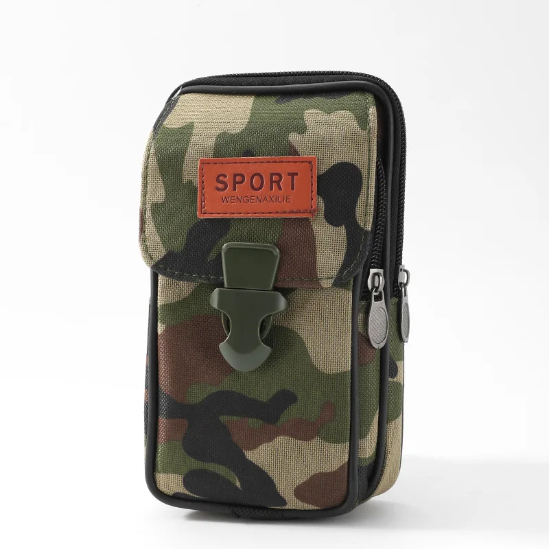 حقيبة خصر للرجال، حزام خصر رياضي متعدد الوظائف، حقيبة هاتف محمول، مموهة للعمل، محفظة قماشية مقاومة للاهتراء #6