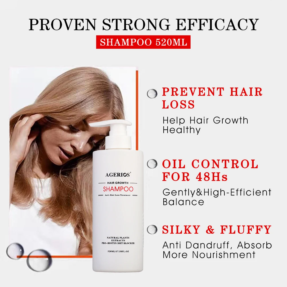 

AGerios Organic Ginger Mint Shampoo And Conditioner Anti Hair Loss Fast Growth Longer Thicker Hair For Men Women