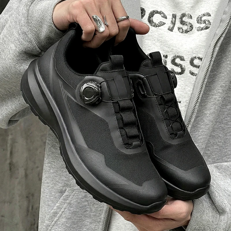 Men's Big Size Casual Sneakers Rotary Buckle Breathable Mesh Shoes Lightweight Outdoor Walking Trainers Large Sizes 45‑50