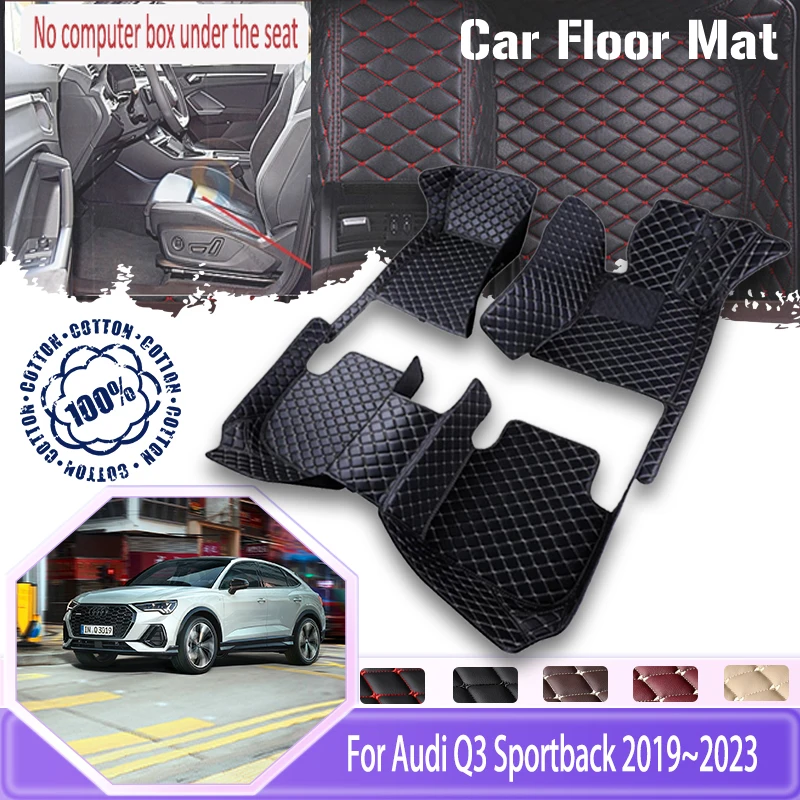 

Luxury Car Floor Mats For Audi Q3 Sportback F3 2019 2020 2021 2022 2023 Dirt-resistant Pads Leather Matts Carpet Car Accessories