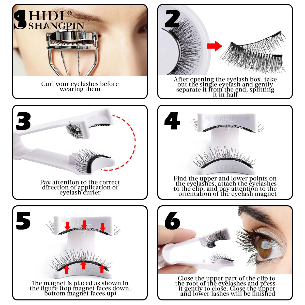 الجملة مجموعة الرموش المغناطيسية مع حزمة بكرة الشعر 5 أزواج ثلاثية الأبعاد الرموش الصناعية المغناطيسية لا حاجة الغراء رقيق قابلة لإعادة الاستخدام المكياج