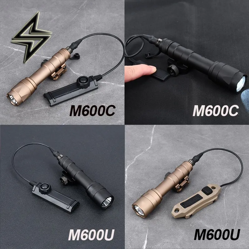 

WADSN SF M600B M600 M600C M600U Airsoft Powerful Flashlight Tactical Torch Scout Rifle Gun Weapon LED Light Dual Function Switch