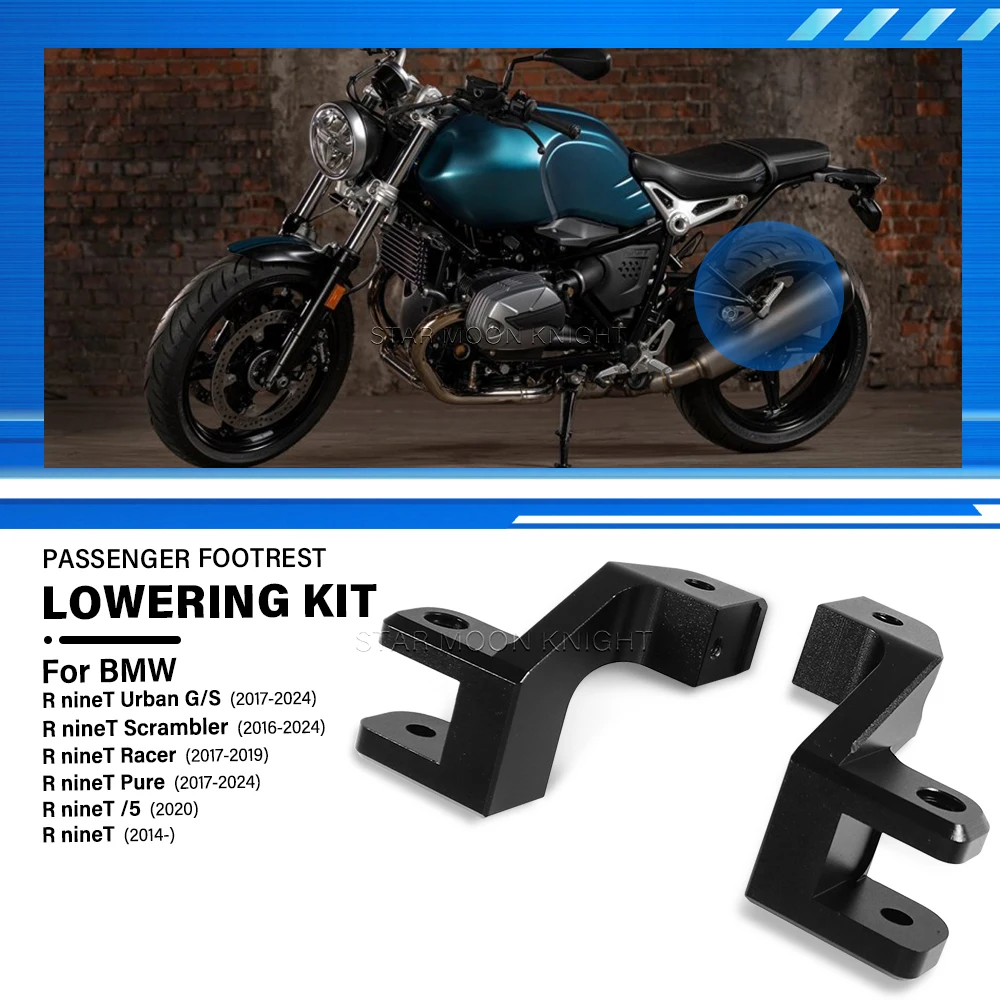For BMW R nineT Racer/Scrambler RnineT Pure R nineT Urban G/S R nineT /5 Passenger Footrest Lowering Kit Motorcycles Accessories